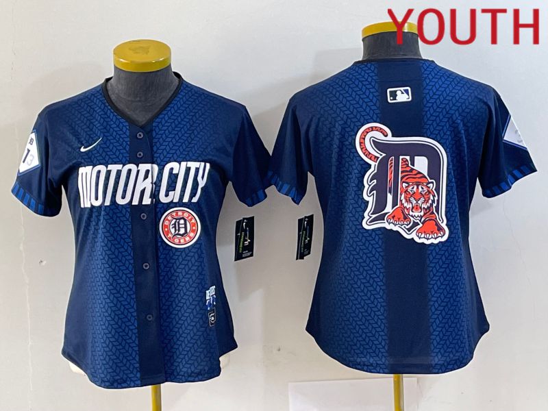 Youth Detroit Tigers Blank Blue City Edition Nike 2024 MLB Jersey style 6->youth mlb jersey->Youth Jersey